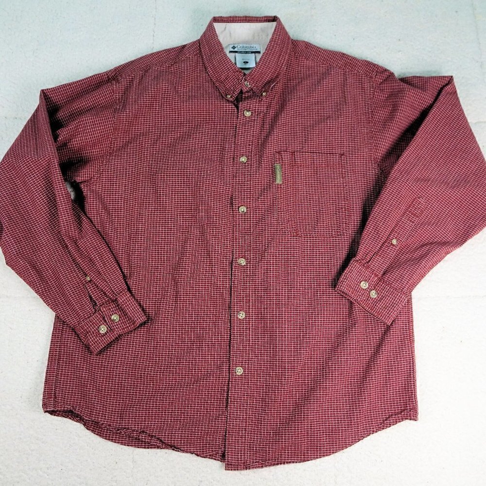 Columbia Button Up L/S Red Brick Shirt Size Large